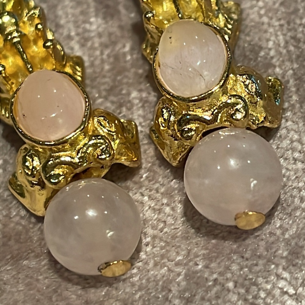 Dragon Earrings With Rose Quartz Gemstones new